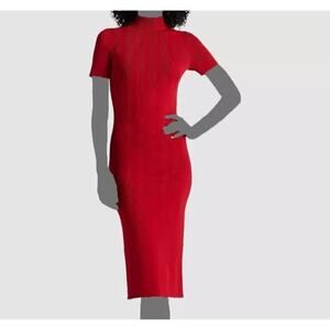 Ralph Lauren Collection Purple Label Red Sweater Day Dress Turtleneck Bodycon S